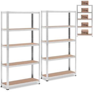 Regał magazynowy metalowy 5 półek 875 kg 90 x 30 x 180 cm szary 2 szt. 7 Regał magazynowy metalowy 5 półek 875 kg 90 x 30 x 180 cm szary 2 szt. - obrazek 1