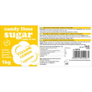 Kolorowy cukier do waty cukrowej żółty o smaku cytrynowym 1kg 6 Kolorowy cukier do waty cukrowej żółty o smaku cytrynowym 1kg - obrazek 3