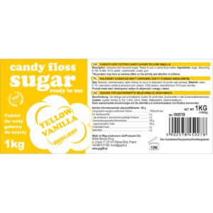 Kolorowy cukier do waty cukrowej żółty o smaku waniliowym 1kg 6 Kolorowy cukier do waty cukrowej żółty o smaku waniliowym 1kg - obrazek 3