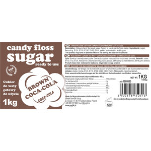 Kolorowy cukier do waty cukrowej brązowy o smaku coca-coli 1kg 5 Kolorowy cukier do waty cukrowej brązowy o smaku coca-coli 1kg - obrazek 3