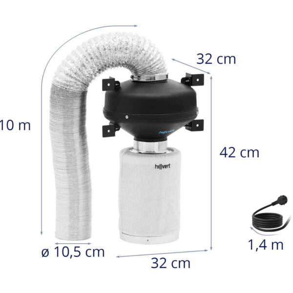 Zestaw wentylacyjny wentylator filtr węglowy 30 cm rura wentylacyjna śr. 100 mm 10 m 6 10090332 6
