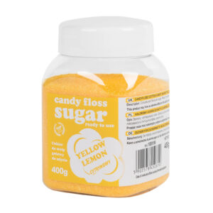 Kolorowy cukier do waty cukrowej żółty o smaku cytrynowym 400g 2 Kolorowy cukier do waty cukrowej żółty o smaku cytrynowym 400g - obrazek 1