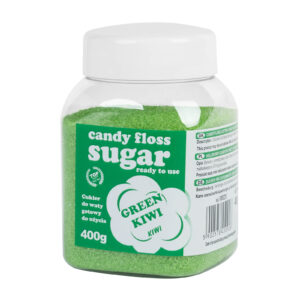 Kolorowy cukier do waty cukrowej zielony o smaku kiwi 400g 2 Kolorowy cukier do waty cukrowej zielony o smaku kiwi 400g - obrazek 1