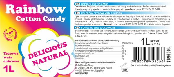 Kolorowa tęczowa wata cukrowa Rainbow Cotton Candy 1L 1 1009594 3