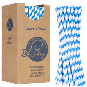 Słomki papierowe BIO ekologiczne PAPER STRAWS grube 8/205mm - biało-niebieskie 160szt. 2 Słomki papierowe BIO ekologiczne PAPER STRAWS grube 8/205mm - biało-niebieskie 160szt. - obrazek 1