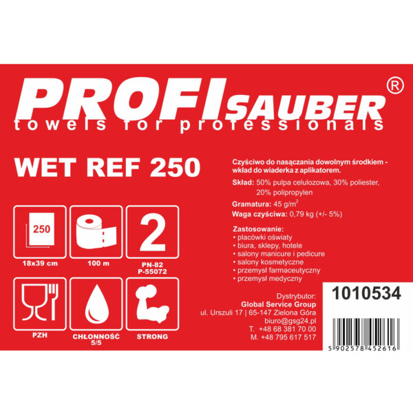 Ściereczki do wiaderka do nasączania ProfiSauber WET REF 250 - WKŁAD 2 1010534 sciereczki odkazajace czysciwo wklad do wiaderka producent