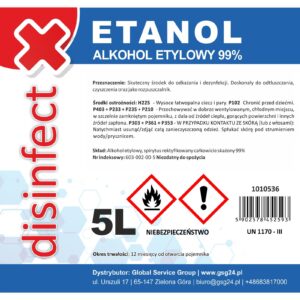 ETANOL - Alkohol etylowy skażony DISINFECT 99% 5L 3 ETANOL - Alkohol etylowy skażony DISINFECT 99% 5L - obrazek 2