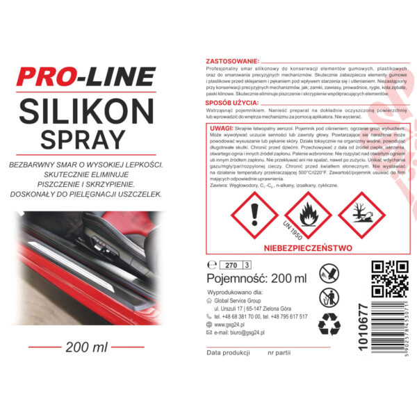 Silikon smar w sprayu do pielegnacji uszczelek PRO-LINE 200ml 1 1010677 silikon smar przywracajacy elastycznosc uszczelek sklep tanio