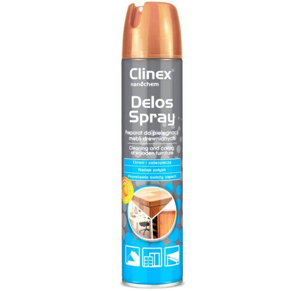 Środek do mycia mebli usuwa brud kurz ślady dłoni nabłyszcza CLINEX Delos Spray 300ml 1 1011367 77 400 5907513270805 clinex delos spray 300ml