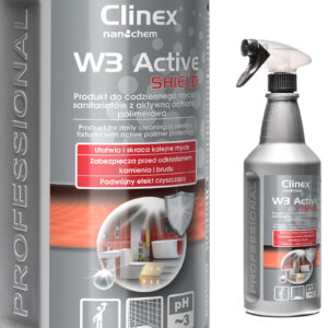 Preparat do mycia łazienki ubikacji usuwa rdzę kamień osady z mydła CLINEX W3 Active SHIELD 1L 2 Preparat do mycia łazienki ubikacji usuwa rdzę kamień osady z mydła CLINEX W3 Active SHIELD 1L - obrazek 1