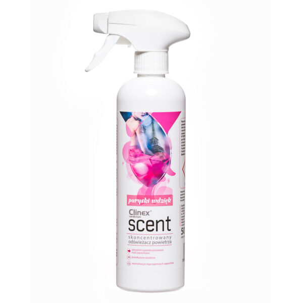 Skoncentrowany odświeżacz powietrza rozpylany na powierzchnie CLINEX Scent - Paryski Wdzięk 500ML 1 1011444 77 904 5907513273929 clinex scent paryski wdziek 500ml