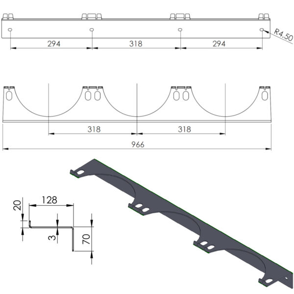 Uchwyt ścienny na 3 butle gazowe maks. śr. butli 250 mm PRO-LINE 1 1013441 1