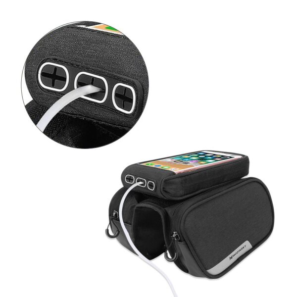 Torba rowerowa na ramę + odczepiany pokrowiec na telefon do 6.5"" 1.5l czarna 3 1016457 4 torba rowerowa na rame odczepiany pokr wozinsky hurtownia sklep