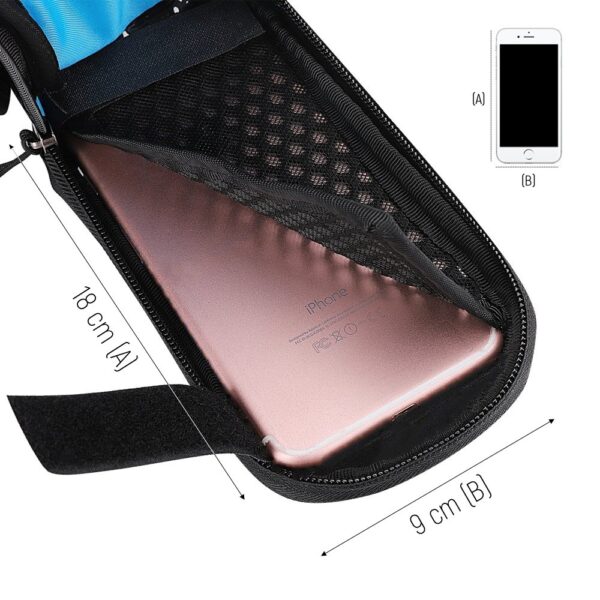 Torba rowerowa na ramę + odczepiany pokrowiec na telefon do 6.5"" 1.5l czarna 5 1016457 6 torba rowerowa na rame odczepiany pokr wozinsky hurtownia sklep
