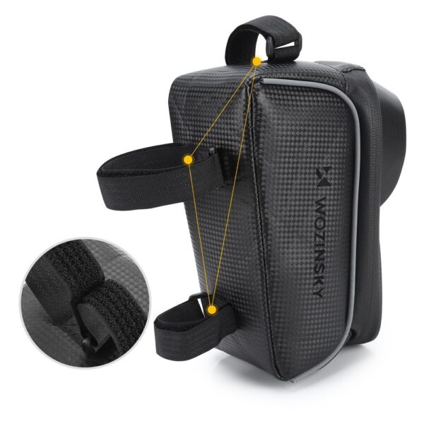 Torba rowerowa na ramę z etui na telefon 2 l czarna 6 1016473 7 torba rowerowa na rame z etui na telefon wozinsky hurtownia sklep
