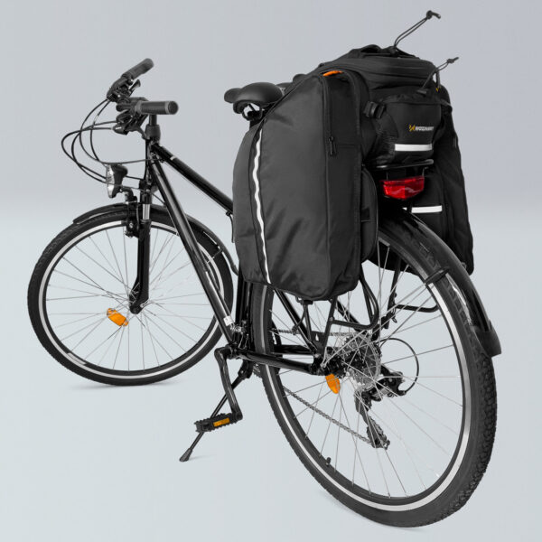 Duża torba rowerowa na bagażnik 35l + pokrowiec przeciwdeszczowy czarny 10 1016475 11 duza torba rowerowa na bagaznik 35l po wozinsky hurtownia sklep