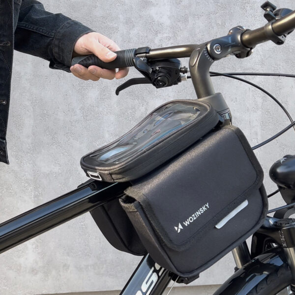 Torba rowerowa na ramę sakwa na rower wodoodporne etui na telefon 1.5l czarny 9 1016486 10 torba rowerowa na rame sakwa na rower wo wozinsky hurtownia sklep