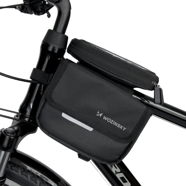 Torba rowerowa na ramę sakwa na rower wodoodporne etui na telefon 1.5l czarny 1 1016486 2 torba rowerowa na rame sakwa na rower wo wozinsky hurtownia sklep
