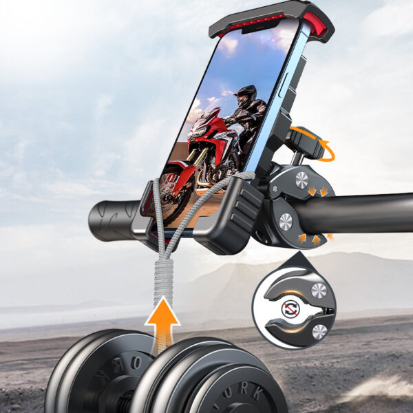 Metalowy pancerny uchwyt na rower do telefonu / na hulajnogę / na motocykl czarny 6 1016499 7 metalowy pancerny uchwyt na rower do tel wozinsky hurtownia sklep