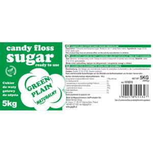 Kolorowy cukier do waty cukrowej zielony o smaku naturalnym 5kg 5 Kolorowy cukier do waty cukrowej zielony o smaku naturalnym 5kg - obrazek 3