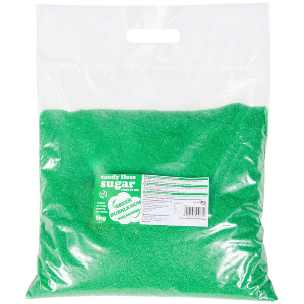Kolorowy cukier do waty cukrowej zielony o smaku gumy balonowej 5kg 1 1016521 1