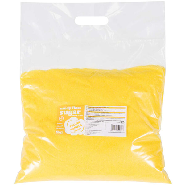 Kolorowy cukier do waty cukrowej żółty o smaku waniliowym 5kg 1 1016525 1