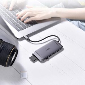 Wielofunkcyjny HUB USB czytnik kart SD i TF HDMI 4K VGA Full HD RJ45 9w1 szary 7 Wielofunkcyjny HUB USB czytnik kart SD i TF HDMI 4K VGA Full HD RJ45 9w1 szary - obrazek 2