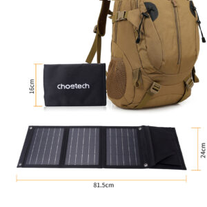Ładowarka solarna słoneczna turystyczna 22W 2xUSB rozkładana czarna 11 Ładowarka solarna słoneczna turystyczna 22W 2xUSB rozkładana czarna - obrazek 3