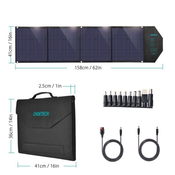Duża ładowarka solarna 80W rozkładana DC USB C 2xUSB PD QC czarna 9 1016584 10 duza ladowarka solarna 80w rozkladana dc choetech hurtownia sklep