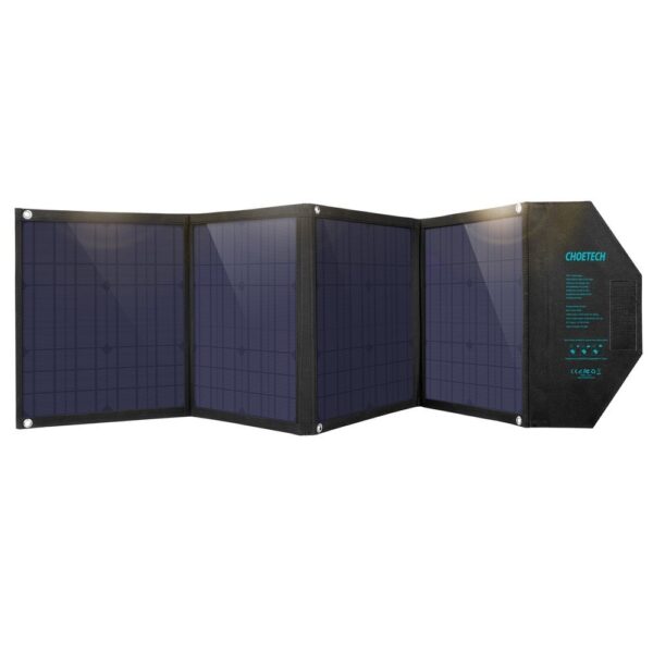 Duża ładowarka solarna 80W rozkładana DC USB C 2xUSB PD QC czarna 1 1016584 2 duza ladowarka solarna 80w rozkladana dc choetech hurtownia sklep