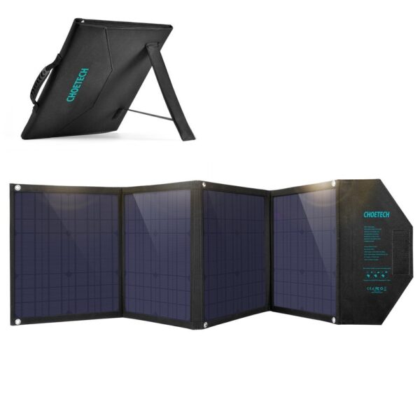 Duża ładowarka solarna 80W rozkładana DC USB C 2xUSB PD QC czarna 2 1016584 3 duza ladowarka solarna 80w rozkladana dc choetech hurtownia sklep