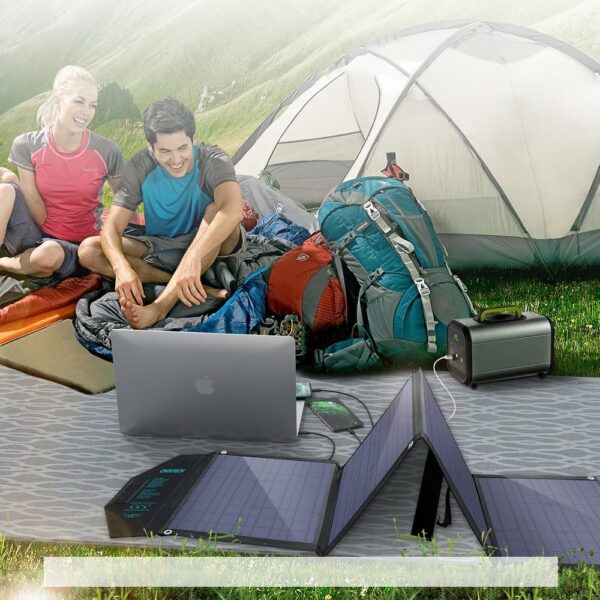 Duża ładowarka solarna 80W rozkładana DC USB C 2xUSB PD QC czarna 5 1016584 6 duza ladowarka solarna 80w rozkladana dc choetech hurtownia sklep