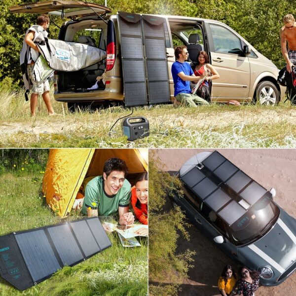 Duża ładowarka solarna 80W rozkładana DC USB C 2xUSB PD QC czarna 6 1016584 7 duza ladowarka solarna 80w rozkladana dc choetech hurtownia sklep