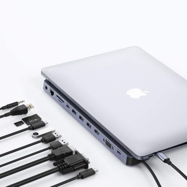 Stacja dokująca adapter hub USB Typ C 11w1 100W PD szary 2 1016602 3 stacja dokujaca adapter hub usb c 11 choetech hurtownia sklep