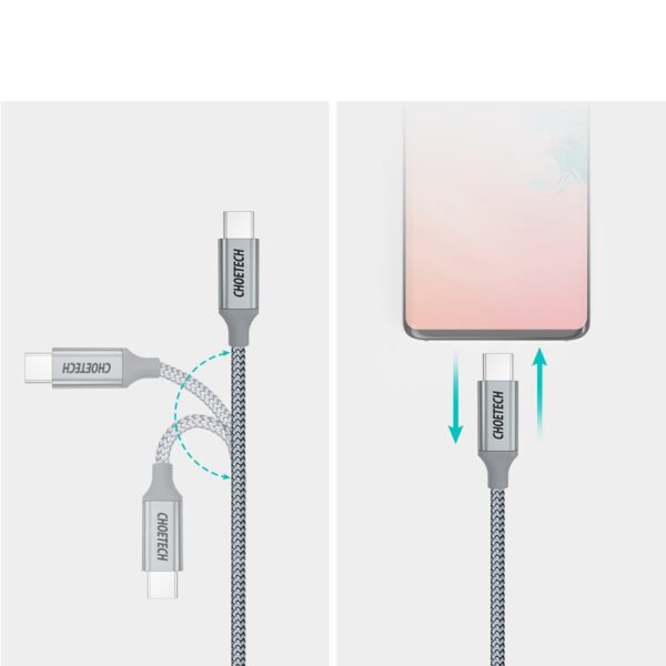 Kabel przewód USB Typ C - USB Typ C 5A 100W PowerDelivery 480Mbps 1.8 m szary 9 1016604 10 kabel przewod usb c usb c 5a 1 choetech hurtownia sklep