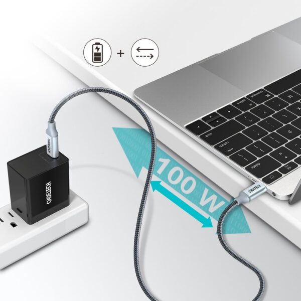 Kabel przewód USB Typ C - USB Typ C 5A 100W PowerDelivery 480Mbps 1.8 m szary 4 1016604 5 kabel przewod usb c usb c 5a 1 choetech hurtownia sklep