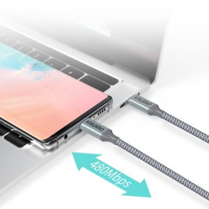 Kabel przewód USB Typ C - USB Typ C 5A 100W PowerDelivery 480Mbps 1.8 m szary 19 Kabel przewód USB Typ C - USB Typ C 5A 100W PowerDelivery 480Mbps 1.8 m szary - obrazek 9