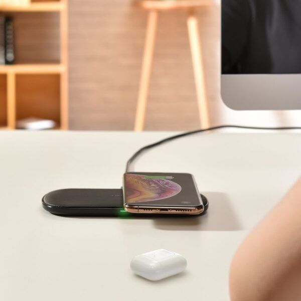 Ładowarka bezprzewodowa Qi do telefonu i słuchawek Airpods 2w1 10W czarny 6 1016605 7 ladowarka bezprzewodowado telefonu i choetech hurtownia sklep