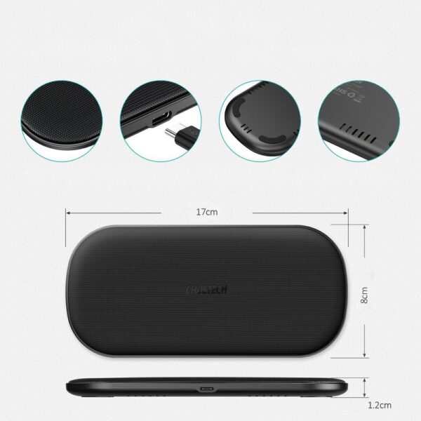 Ładowarka bezprzewodowa Qi do telefonu i słuchawek Airpods 2w1 10W czarny 7 1016605 8 ladowarka bezprzewodowado telefonu i choetech hurtownia sklep