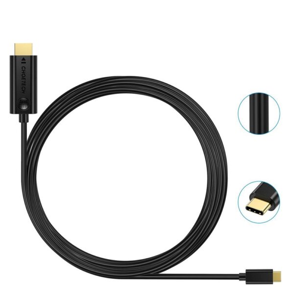 Kabel przewód USB Typ C - HDMI 4K 30Hz 3m czarny 2 1016609 3 kabel przewod usb c hdmi 4k 30hz 3 choetech hurtownia sklep