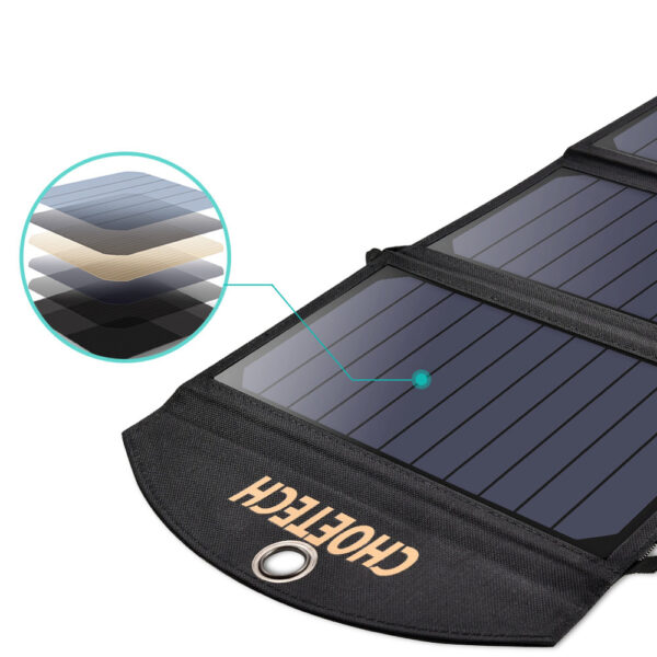 Ładowarka solarna słoneczna USB składana 19W 2xUSB czarna 1 1016621 2 ladowarka solarna sloneczna usb skladana choetech hurtownia sklep
