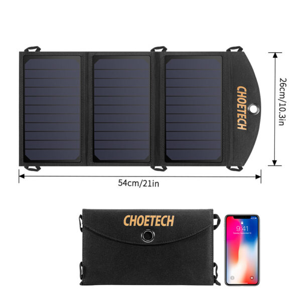 Ładowarka solarna słoneczna USB składana 19W 2xUSB czarna 4 1016621 5 ladowarka solarna sloneczna usb skladana choetech hurtownia sklep