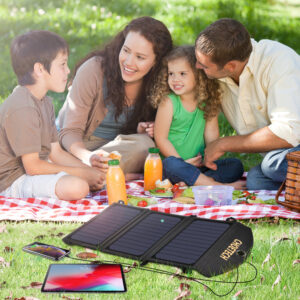Ładowarka solarna słoneczna USB składana 19W 2xUSB czarna 15 Ładowarka solarna słoneczna USB składana 19W 2xUSB czarna - obrazek 8