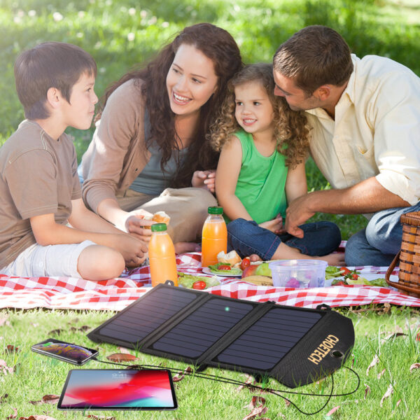 Ładowarka solarna słoneczna USB składana 19W 2xUSB czarna 7 1016621 8 ladowarka solarna sloneczna usb skladana choetech hurtownia sklep