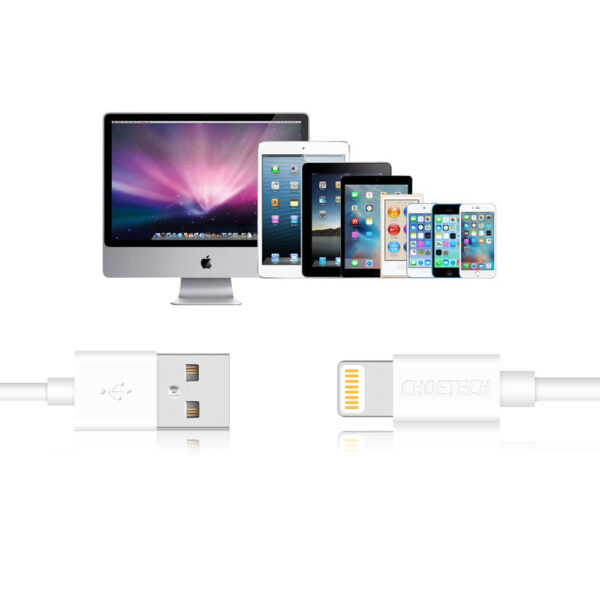 Kabel przewód USB-A - Lightning MFI 1.8m certyfikowany biały 3 1016624 4 kabel przewod usb a lightning mfi 18m choetech hurtownia sklep