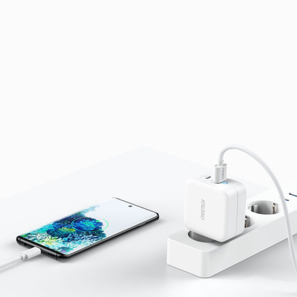 Szybka ładowarka sieciowa GaN USB Typ C PD USB-A QC3.0 65W 3.25A biały 2 1016625 3 szybka ladowarka sieciowa gan usb c choetech hurtownia sklep