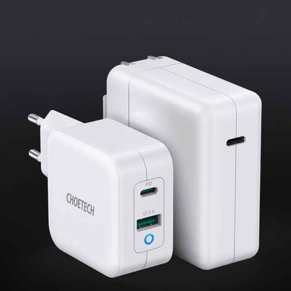 Szybka ładowarka sieciowa GaN USB Typ C PD USB-A QC3.0 65W 3.25A biały 5 1016625 6 szybka ladowarka sieciowa gan usb c choetech hurtownia sklep
