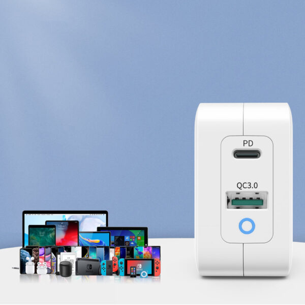 Szybka ładowarka sieciowa GaN USB Typ C PD USB-A QC3.0 65W 3.25A biały 6 1016625 7 szybka ladowarka sieciowa gan usb c choetech hurtownia sklep