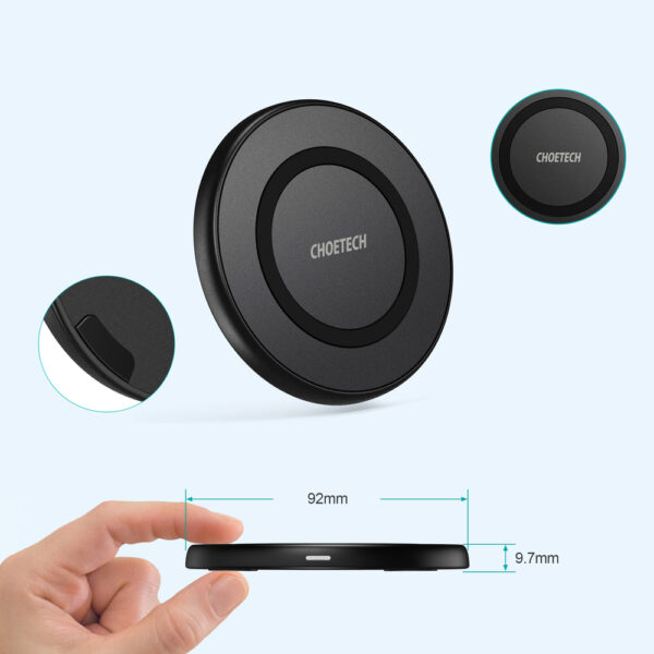 Ładowarka bezprzewodowa Qi 10W + kabel USB - micro USB czarny 2 1016633 3 ladowarka bezprzewodowa10w kabel u choetech hurtownia sklep
