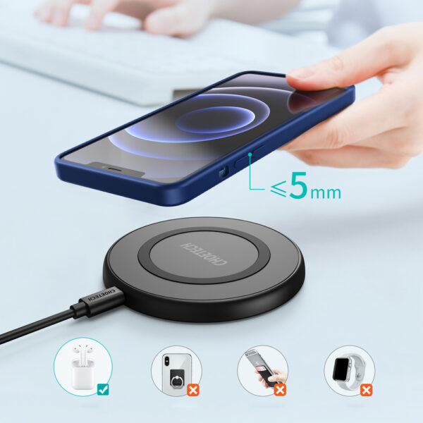 Ładowarka bezprzewodowa Qi 10W + kabel USB - micro USB czarny 5 1016633 6 ladowarka bezprzewodowa10w kabel u choetech hurtownia sklep